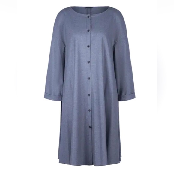 Oska Dresses & Skirts - Oska Plisse Pleated Dress Oversized Lagenlook Shirt Dress Pockets Grey US0 UK8